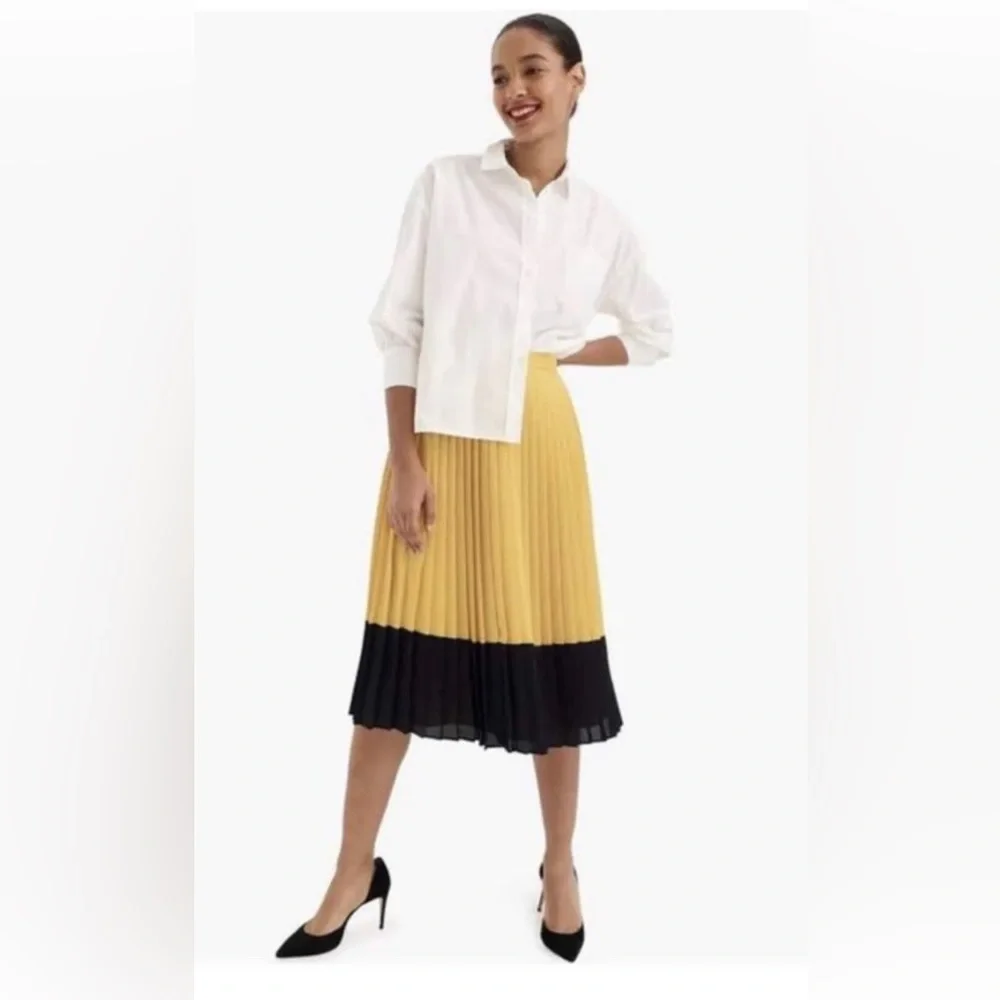 EUC J Crew Pleated Colorblock Midi‎ Skirt Size 6